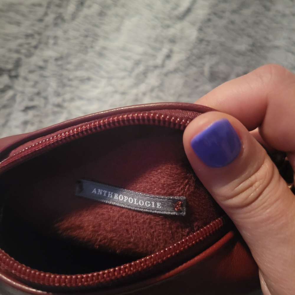 Anthropologie Small Burgundy Leather Wristlet